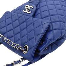 Load image into Gallery viewer, CHANEL Urban Spirit Quilted Leather Backpack Bag Blue corner look
