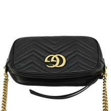 Load image into Gallery viewer, GUCCI GG Marmont Small Matelasse Chevron Leather Camera Bag Black 447632
