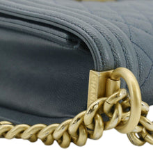 Load image into Gallery viewer, CHANEL Boy Flap Medium Caviar Quilted Leather Shoulder Bag Blue
