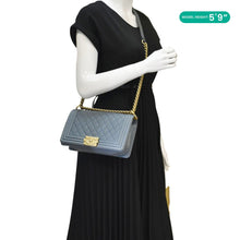 Load image into Gallery viewer, CHANEL Boy Flap Medium Caviar Quilted Leather Shoulder Bag Blue
