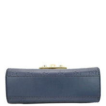 Load image into Gallery viewer, Gucci Signature Padlock Leather Top Handle Shoulder Bag Blue 409487
