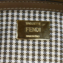 Load image into Gallery viewer, FENDI Houndstooth Baguette Zucca Wool Medium Shoulder Bag Olive
