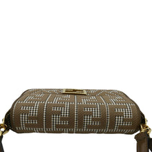 Load image into Gallery viewer, FENDI Houndstooth Baguette Zucca Wool Medium Shoulder Bag Olive upper look
