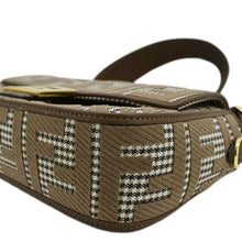 Load image into Gallery viewer, FENDI Houndstooth Baguette Zucca Wool Medium Shoulder Bag Olive
