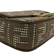 Load image into Gallery viewer, FENDI Houndstooth Baguette Zucca Wool Medium Shoulder Bag Olive
