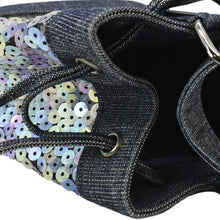 Load image into Gallery viewer, CHANEL Sequin Denim Small Drawstring Bucket Bag Blue
