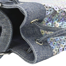 Load image into Gallery viewer, CHANEL Sequin Denim Small Drawstring Bucket Bag Blue
