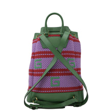 Load image into Gallery viewer, GUCCI Capri Striped Drawstring Woven fabric Bucket Backpack Bag Multicolor 663665
