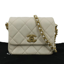 Load image into Gallery viewer, CHANEL Side Note Flap Quilted Leather Crossbody Bag Off White
