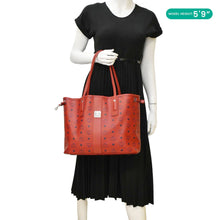 Load image into Gallery viewer, MCM Reversible Liz Large Visetos Canvas Shopper Tote Bag  Red
