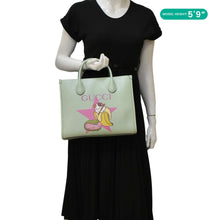 Load image into Gallery viewer, GUCCI Bananya Print Small Leather Tote Bag Green 659983
