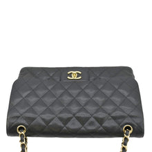 Load image into Gallery viewer, CHANEL Classic Jumbo Double Flap Quilted Caviar Leather Shoulder Bag Black
