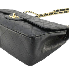 Load image into Gallery viewer, CHANEL Classic Jumbo Double Flap Quilted Caviar Leather Shoulder Bag Black
