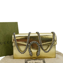 Load image into Gallery viewer, GUCCI Dionysus Super Mini Metallic Leather Crossbody Bag Gold 476432
