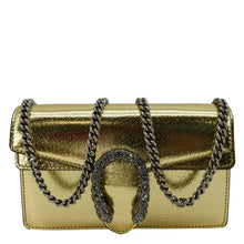 Load image into Gallery viewer, GUCCI Dionysus Super Mini Metallic Leather Crossbody Bag Gold 476432
