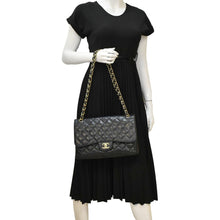 Load image into Gallery viewer, CHANEL Classic Jumbo Double Flap Quilted Caviar Leather Shoulder Bag Black
