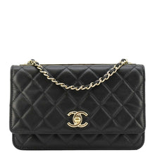 Load image into Gallery viewer, CHANEL Trendy CC Lambskin Leather Wallet On Chain Crossbody Bag Black
