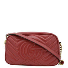 Load image into Gallery viewer, GUCCI GG Marmont Small Matelasse Chevron Leather Crossbody Camera Bag Red 447632
