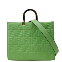 Load image into Gallery viewer, FENDI Sunshine Medium Embossed Leather Shopper Tote Bag Green
