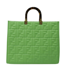 Load image into Gallery viewer, FENDI Sunshine Medium Embossed Leather Shopper Tote Bag Green
