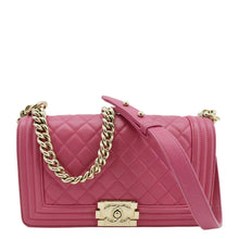 Load image into Gallery viewer, CHANEL Medium Boy Flap Quilted Leather Shoulder Bag Pink
