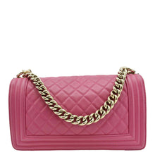 Load image into Gallery viewer, CHANEL Medium Boy Flap Quilted Leather Shoulder Bag Pink
