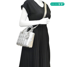 Load image into Gallery viewer, CHRISTIAN DIOR Lady Dior Lambskin Leather Shoulder Bag Metallic Silver
