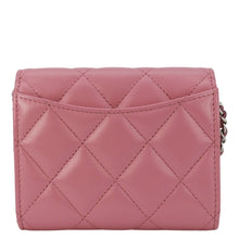 Load image into Gallery viewer, Chanel Classic Mini Flap Quilted Lambskin Leather Card Holder On Chain Pink
