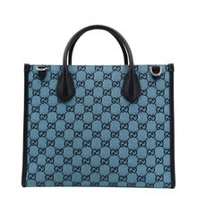 Load image into Gallery viewer, GUCCI Interlocking GG Supreme Canvas Tote Bag Blue back look
