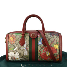 Load image into Gallery viewer, GUCCI Ophidia Flora Web GG Supreme Canvas Top Handle Shoulder Bag Red 524532
