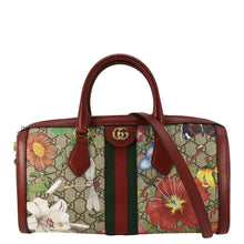 Load image into Gallery viewer, GUCCI Ophidia Flora Web GG Supreme Canvas Top Handle Shoulder Bag Red 524532
