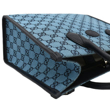 Load image into Gallery viewer, GUCCI Interlocking GG Supreme Canvas Tote Bag Blue corner look
