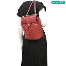 Load image into Gallery viewer, CHANEL Urban Spirit Quilted Leather Backpack Bag Red
