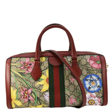 Load image into Gallery viewer, GUCCI Ophidia Flora Web GG Supreme Canvas Top Handle Shoulder Bag Red 524532
