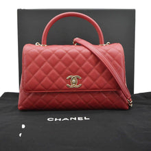 Load image into Gallery viewer, CHANEL CC Coco Caviar Leather Top Handle Flap Shoulder Bag Red
