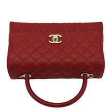 Load image into Gallery viewer, CHANEL CC Coco Caviar Leather Top Handle Flap Shoulder Bag Red
