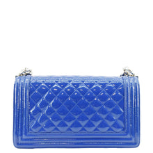 Load image into Gallery viewer, CHANEL Boy Flap Old Medium Plexiglass Patent Leather Crossbody Bag Blue
