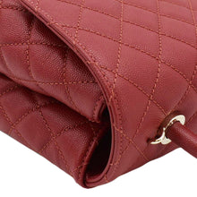 Load image into Gallery viewer, CHANEL CC Coco Caviar Leather Top Handle Flap Shoulder Bag Red
