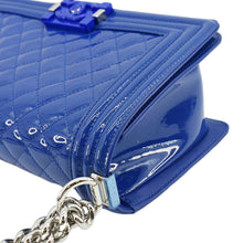 Load image into Gallery viewer, CHANEL Boy Flap Old Medium Plexiglass Patent Leather Crossbody Bag Blue
