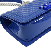 Load image into Gallery viewer, CHANEL Boy Flap Old Medium Plexiglass Patent Leather Crossbody Bag Blue
