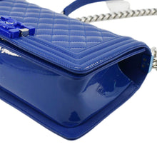 Load image into Gallery viewer, CHANEL Boy Flap Old Medium Plexiglass Patent Leather Crossbody Bag Blue
