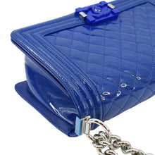 Load image into Gallery viewer, CHANEL Boy Flap Old Medium Plexiglass Patent Leather Crossbody Bag Blue
