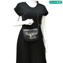 Load image into Gallery viewer, YVES SAINT LAURENT Kaia Small  Embossed Leather Satchel Bag Black
