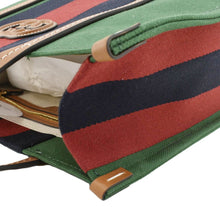 Load image into Gallery viewer, GUCCI GG Interlocking Canvas Web Tote Bag Tri Color Green 727728
