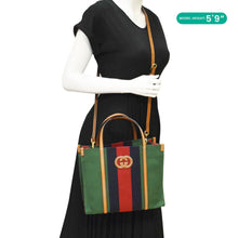 Load image into Gallery viewer, GUCCI GG Interlocking Canvas Web Tote Bag Tri Color Green 727728
