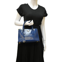 Load image into Gallery viewer, PRADA Galleria Double-Zip Mini Saffiano Leather Tote Bag Blue
