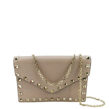 Load image into Gallery viewer, VALENTINO Rockstud Envelope Leather Chain Crossbody Bag Taupe
