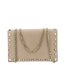 Load image into Gallery viewer, VALENTINO Rockstud Envelope Leather Chain Crossbody Bag Taupe
