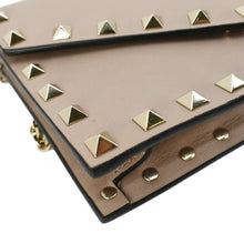 Load image into Gallery viewer, VALENTINO Rockstud Envelope Leather Chain Crossbody Bag Taupe
