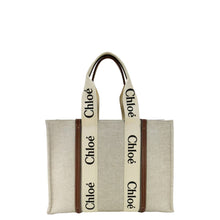 Load image into Gallery viewer, CHLOE Woody Linen Canvas Tote Shoulder Bag Cream
